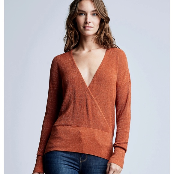 Lagence Blair Wrap Sweater Rust Orange 